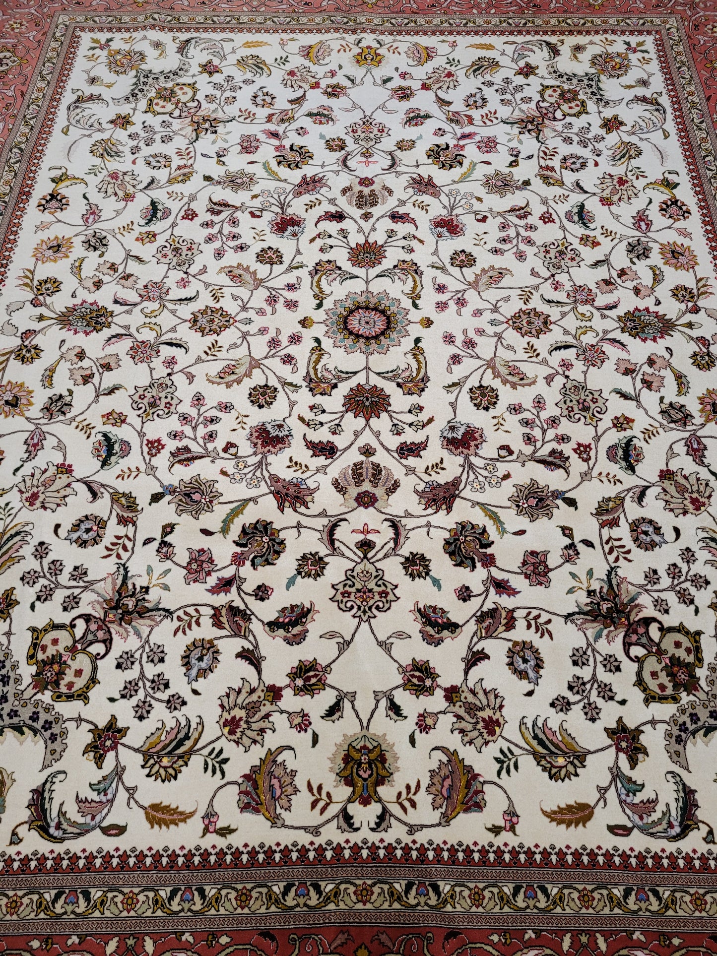 Täbriz Teppich Korkwolle Seide feine Knüpfung 300x250 cm