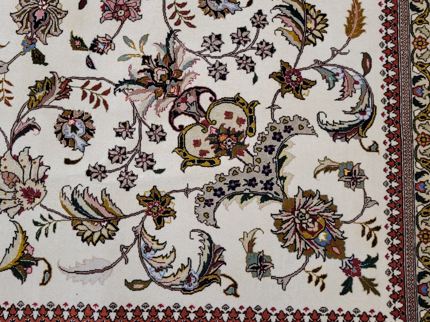 Täbriz Teppich Korkwolle Seide feine Knüpfung 300x250 cm