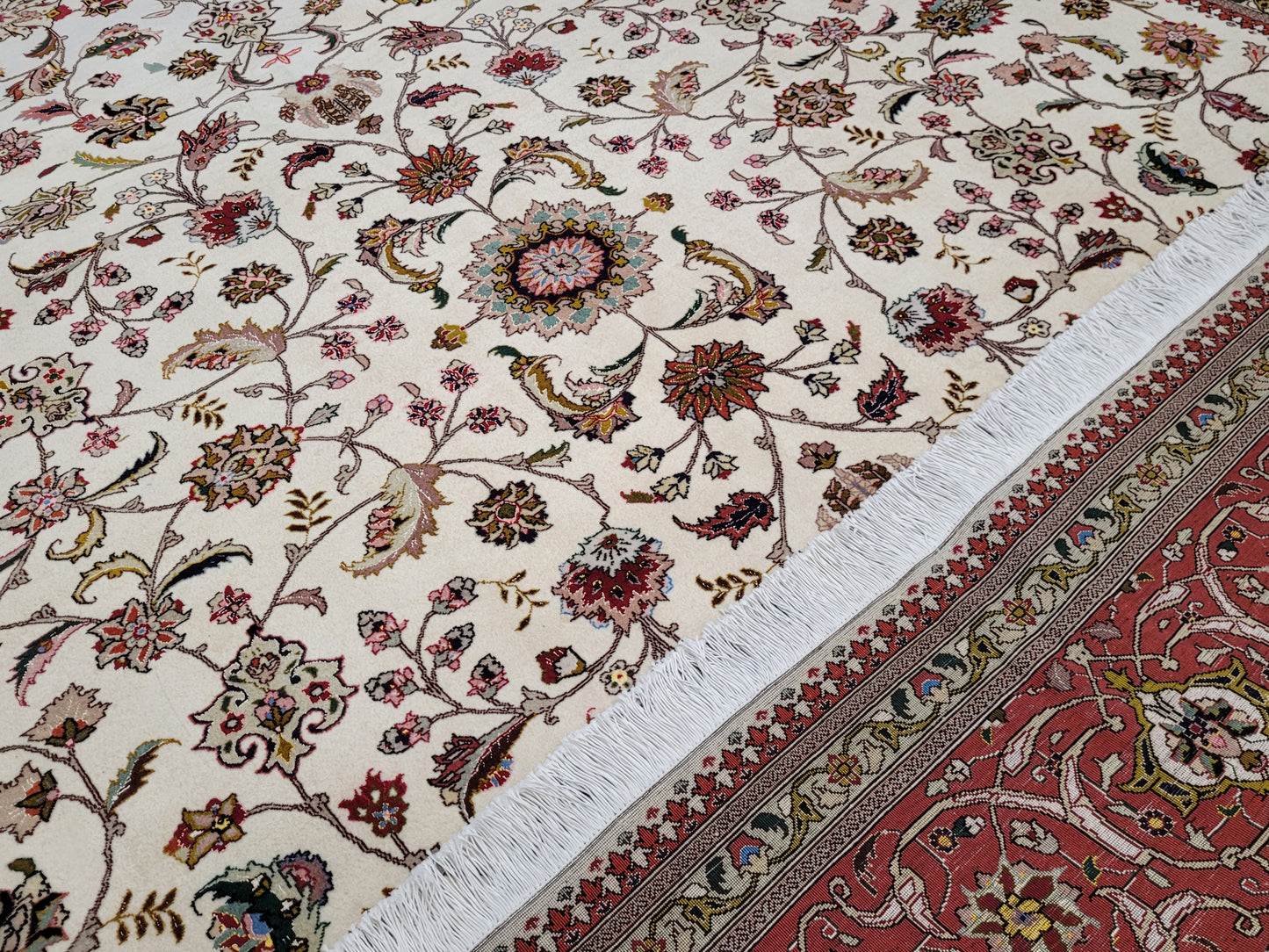 Täbriz Teppich Korkwolle Seide feine Knüpfung 300x250 cm