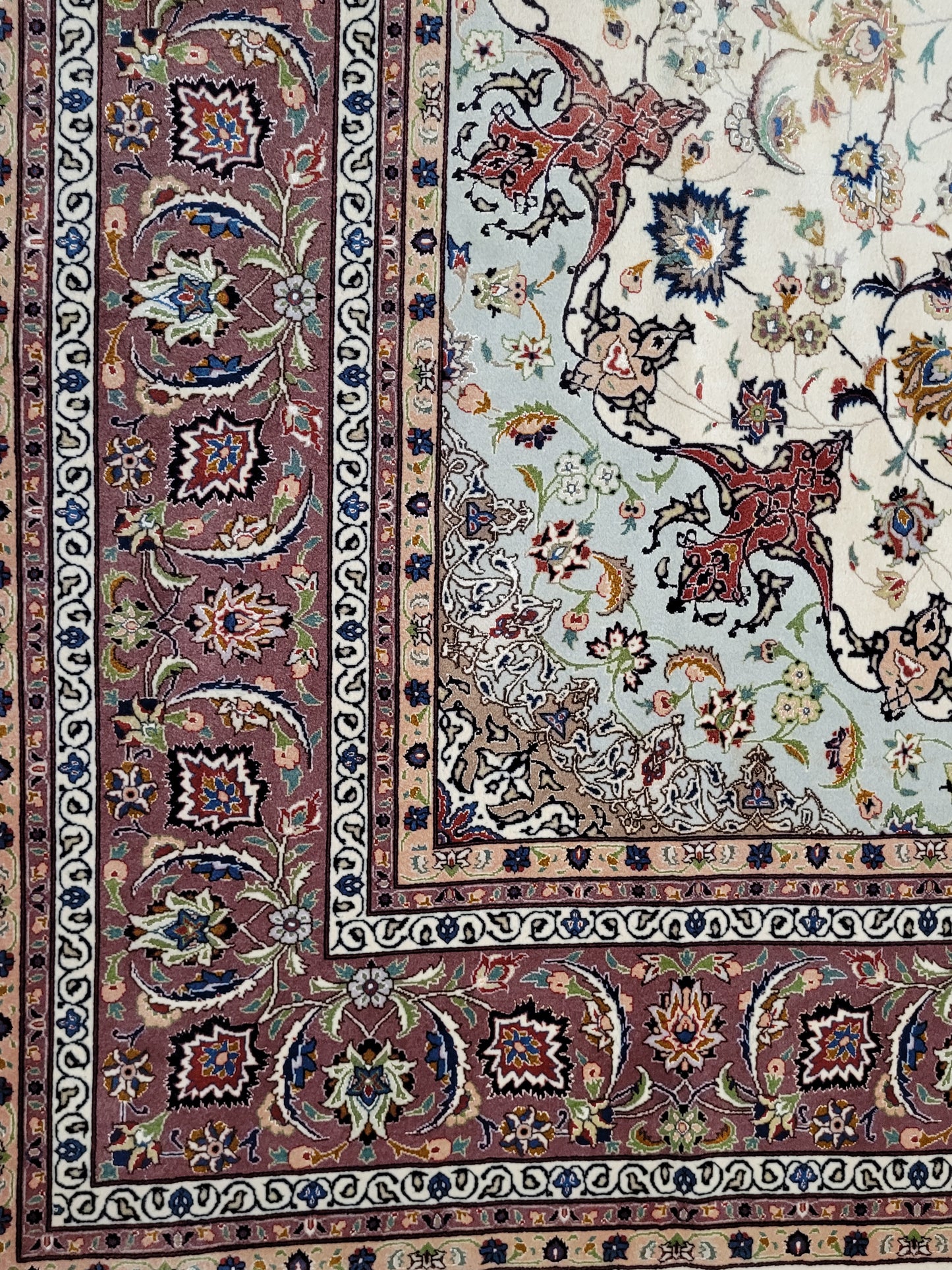 Täbriz Teppich Korkwolle Seide Medaillon feine Knüpfung 250x250 cm