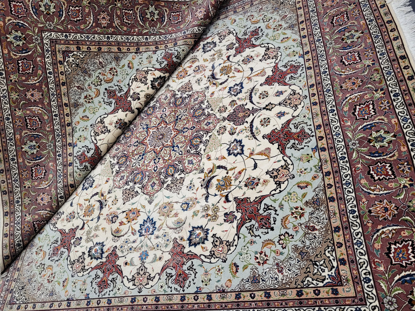 Täbriz Teppich Korkwolle Seide Medaillon feine Knüpfung 250x250 cm