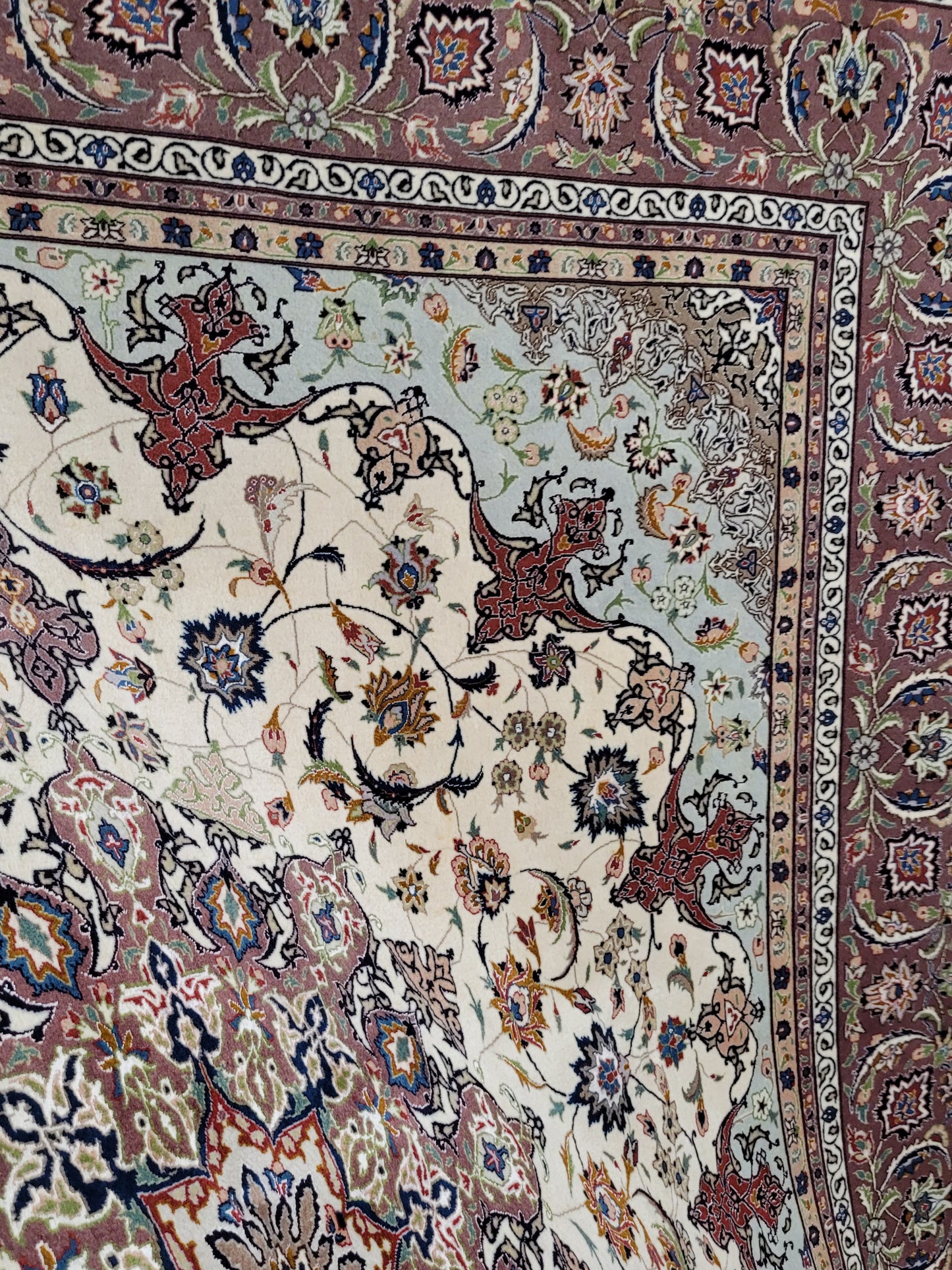 Täbriz Teppich Korkwolle Seide Medaillon feine Knüpfung 250x250 cm