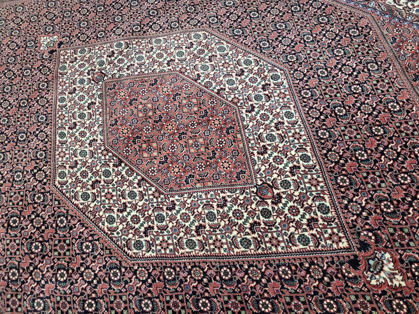 Bidjar Teppich Korkwolle Tekab fein Hexagon Medaillon 310x200 cm