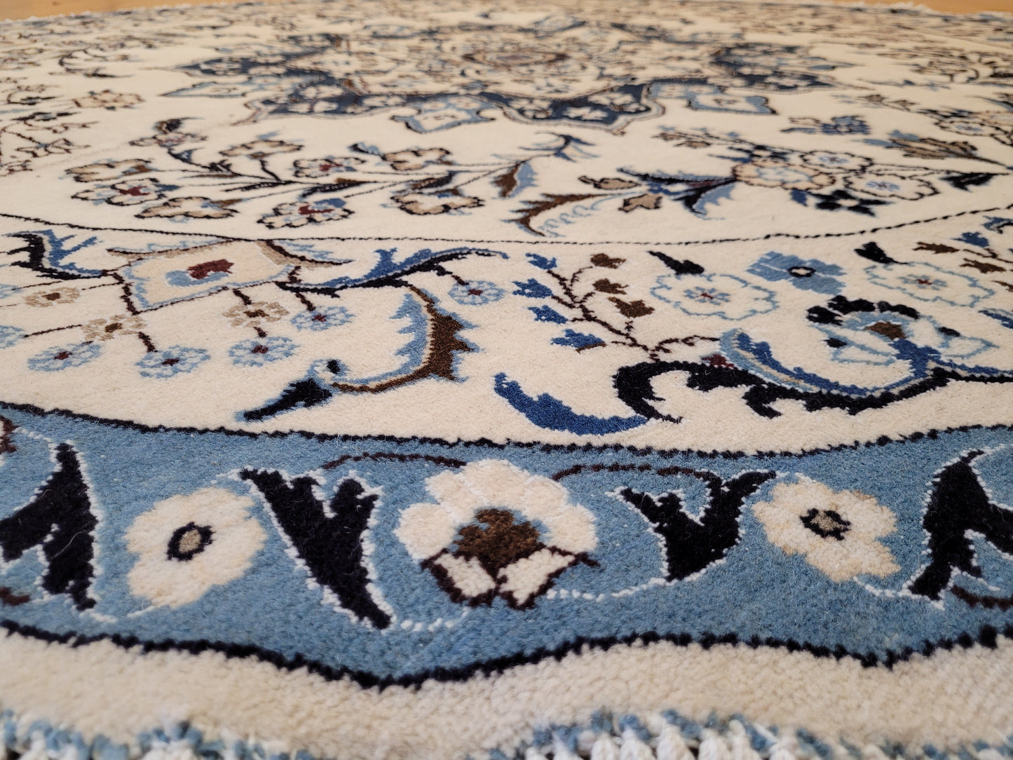 Nain Teppich Rund 200 cm Korkwolle feine Knüpfkunst