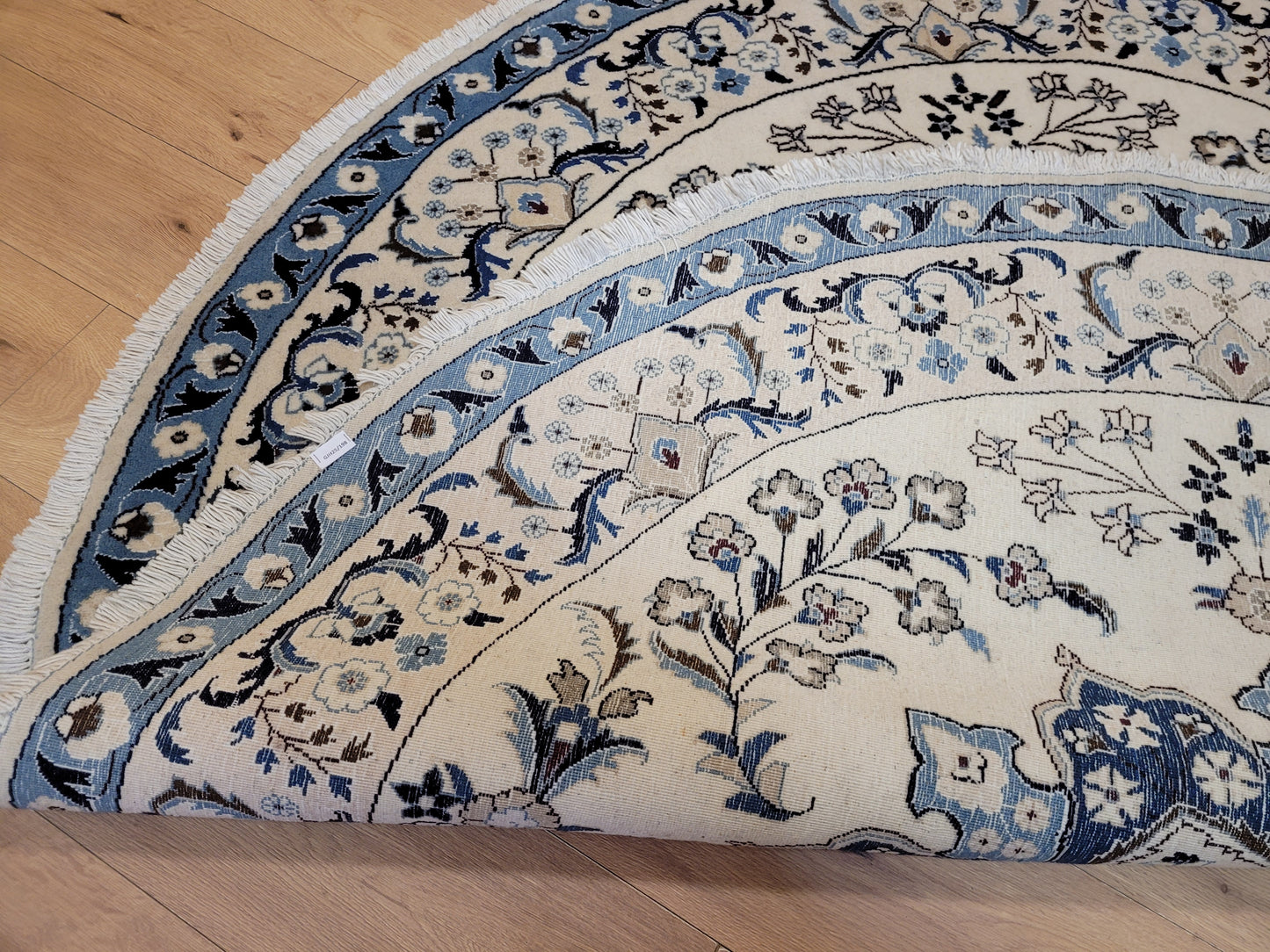 Nain Teppich Rund 200 cm Korkwolle feine Knüpfkunst