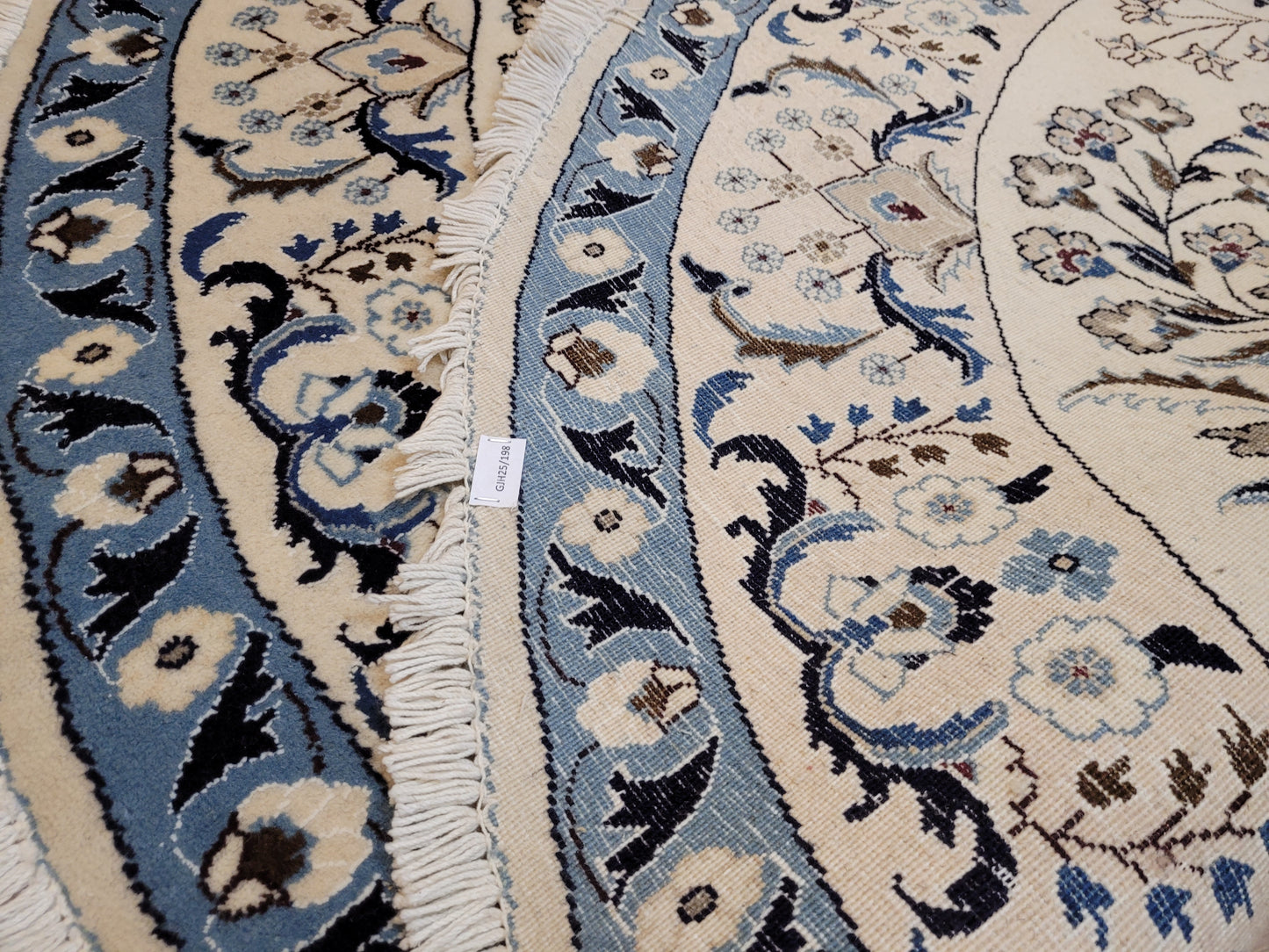 Nain Teppich Rund 200 cm Korkwolle feine Knüpfkunst