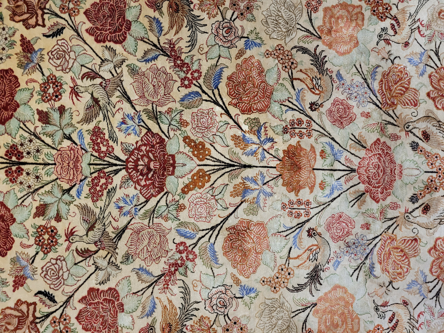 Ghom Seidenteppich 155x108 cm Seide auf Seide signiert feine Knüpfung