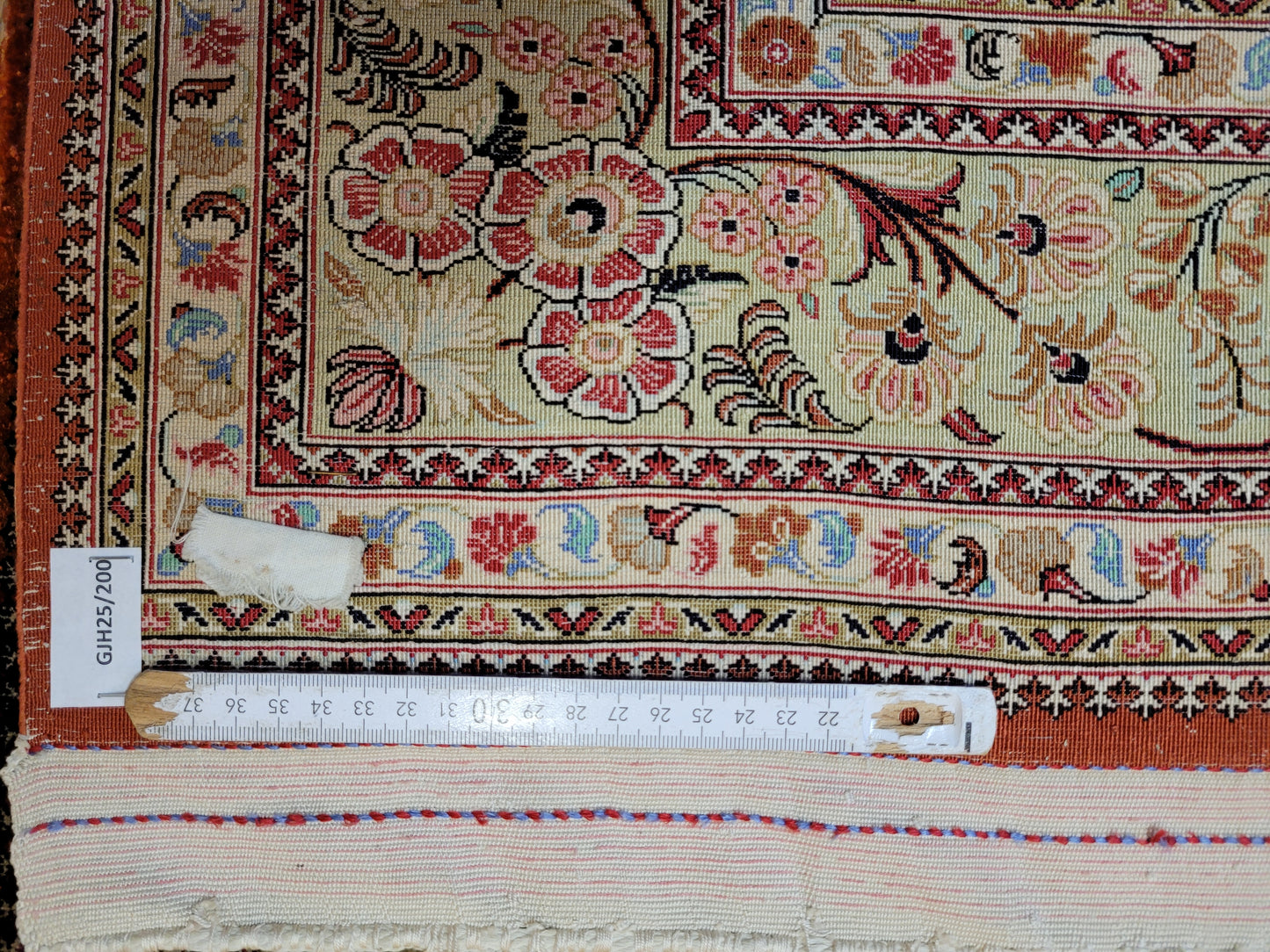 Ghom Seidenteppich 155x108 cm Seide auf Seide signiert feine Knüpfung