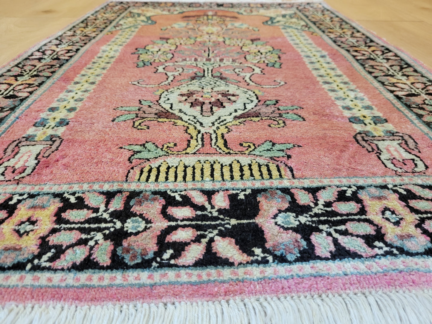 Ghom Seidenteppich 90x62 cm Kaschmir Seide feine Knüpfkunst