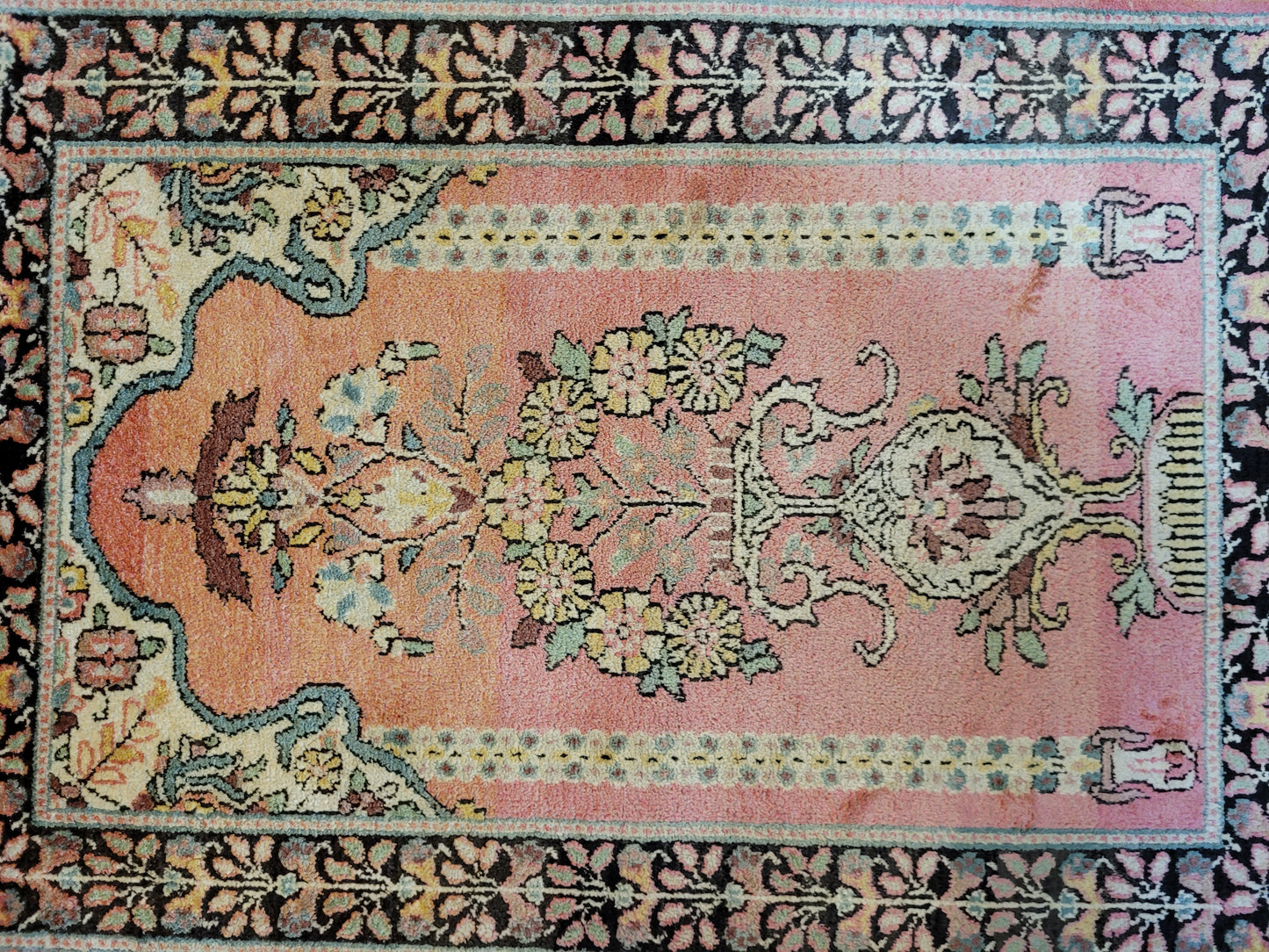 Ghom Seidenteppich 90x62 cm Kaschmir Seide feine Knüpfkunst