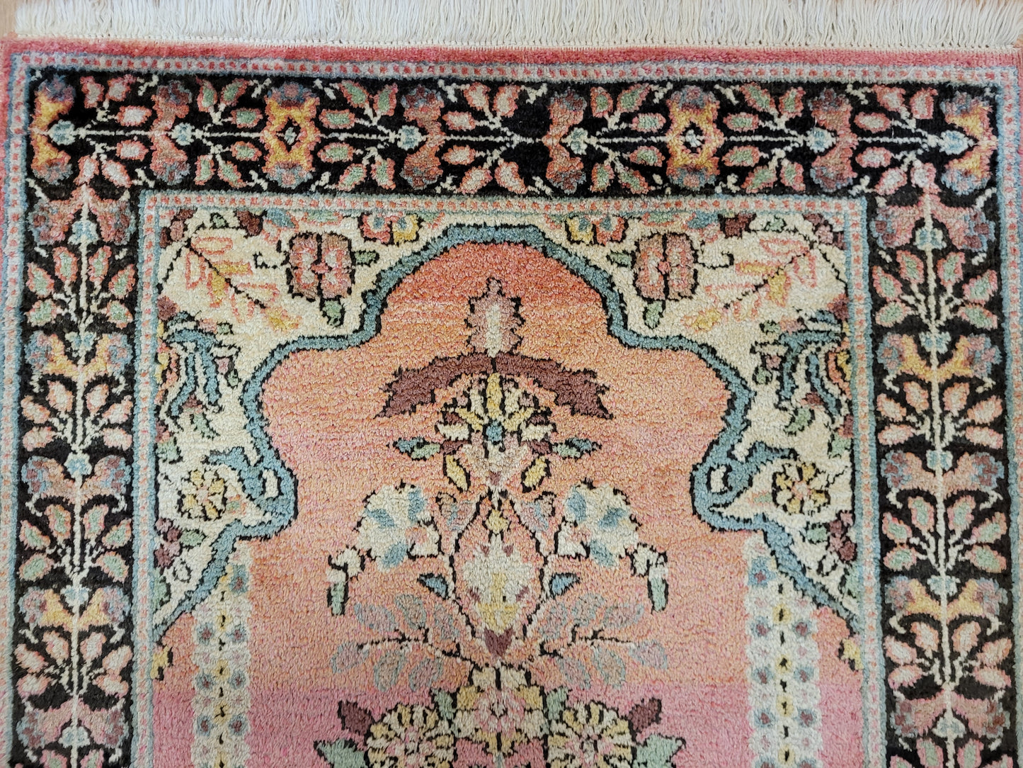 Ghom Seidenteppich 90x62 cm Kaschmir Seide feine Knüpfkunst