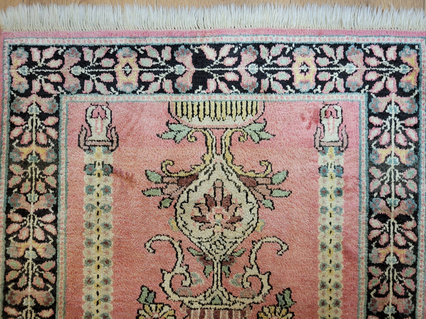 Ghom Seidenteppich 90x62 cm Kaschmir Seide feine Knüpfkunst