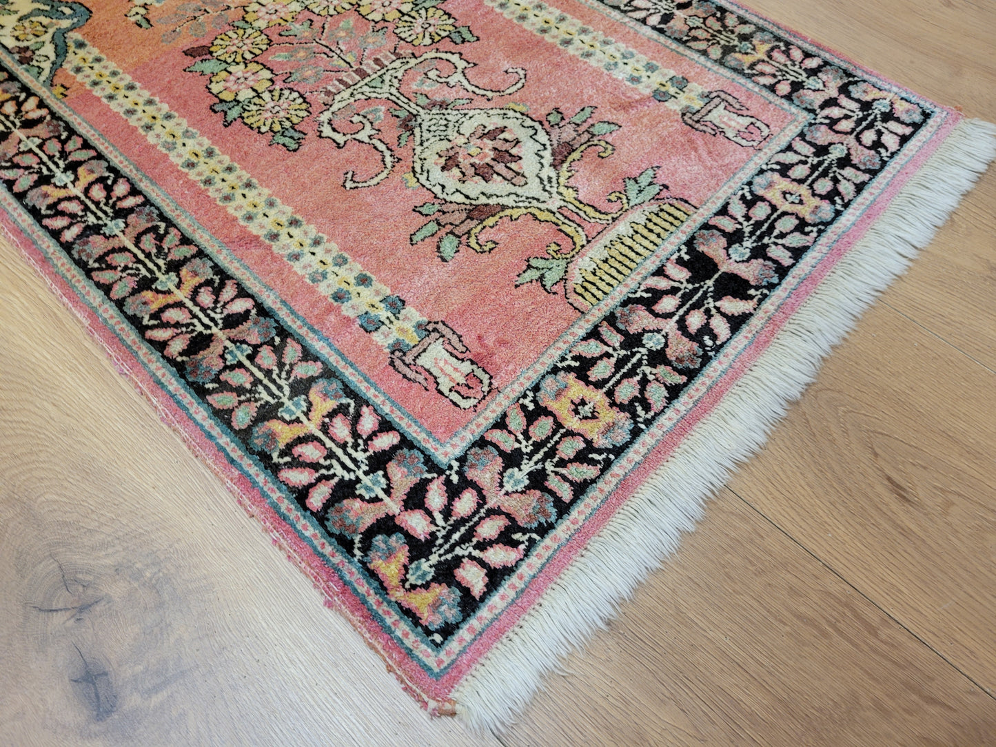 Ghom Seidenteppich 90x62 cm Kaschmir Seide feine Knüpfkunst