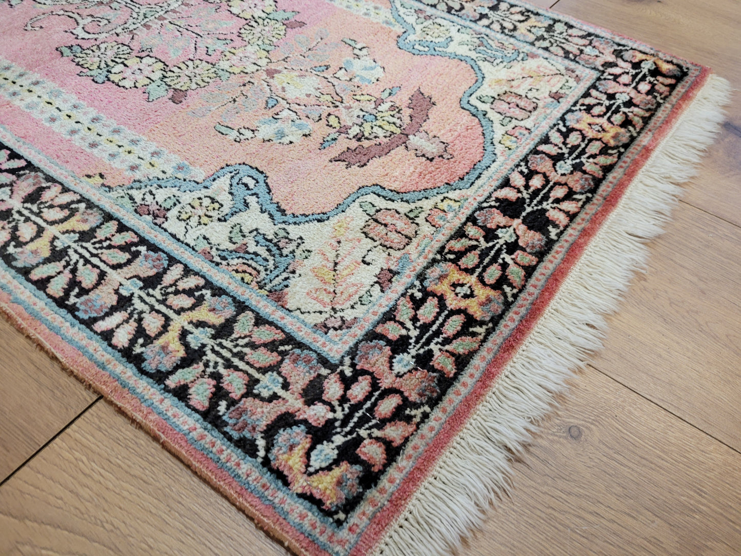 Ghom Seidenteppich 90x62 cm Kaschmir Seide feine Knüpfkunst