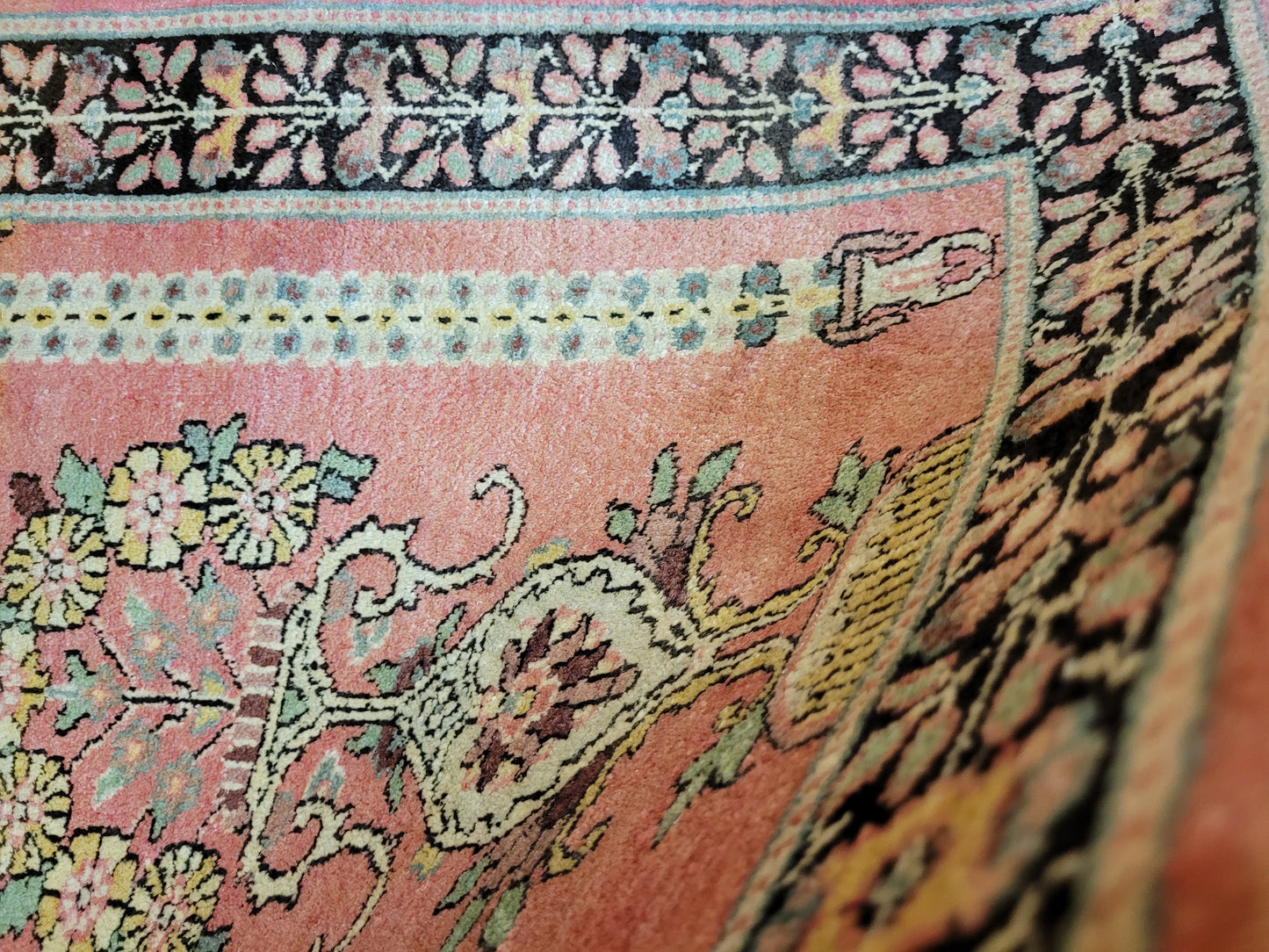 Ghom Seidenteppich 90x62 cm Kaschmir Seide feine Knüpfkunst