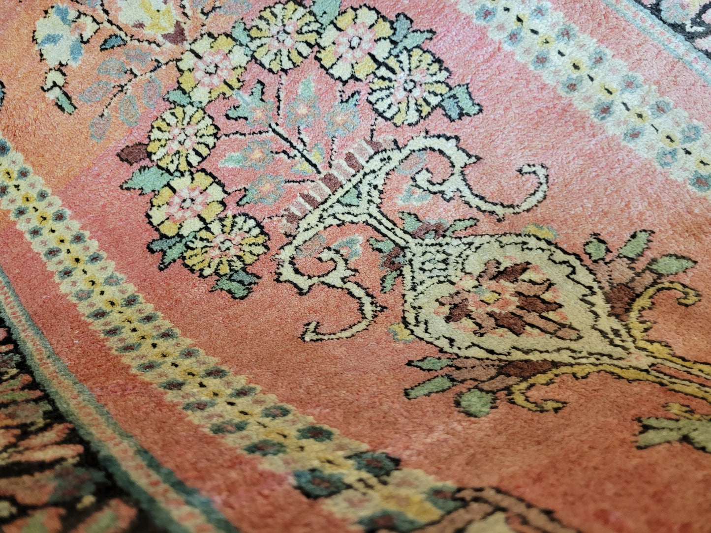 Ghom Seidenteppich 90x62 cm Kaschmir Seide feine Knüpfkunst