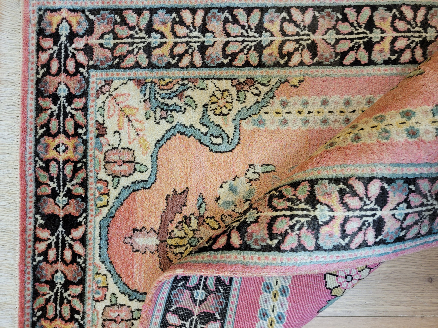 Ghom Seidenteppich 90x62 cm Kaschmir Seide feine Knüpfkunst