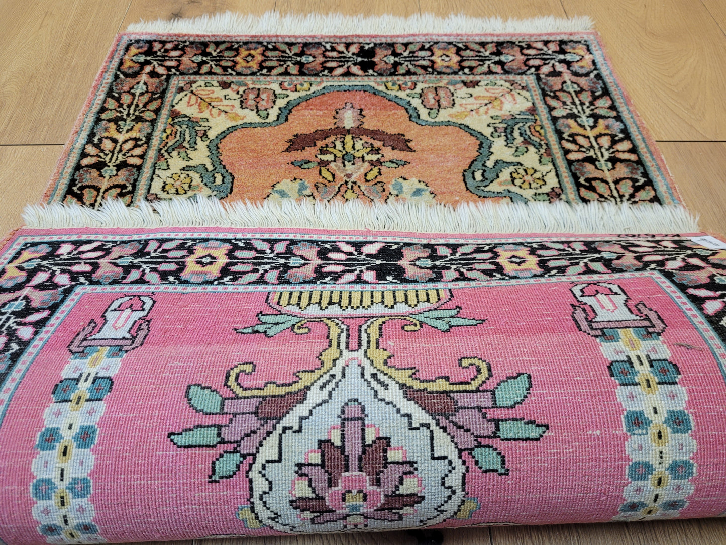 Ghom Seidenteppich 90x62 cm Kaschmir Seide feine Knüpfkunst