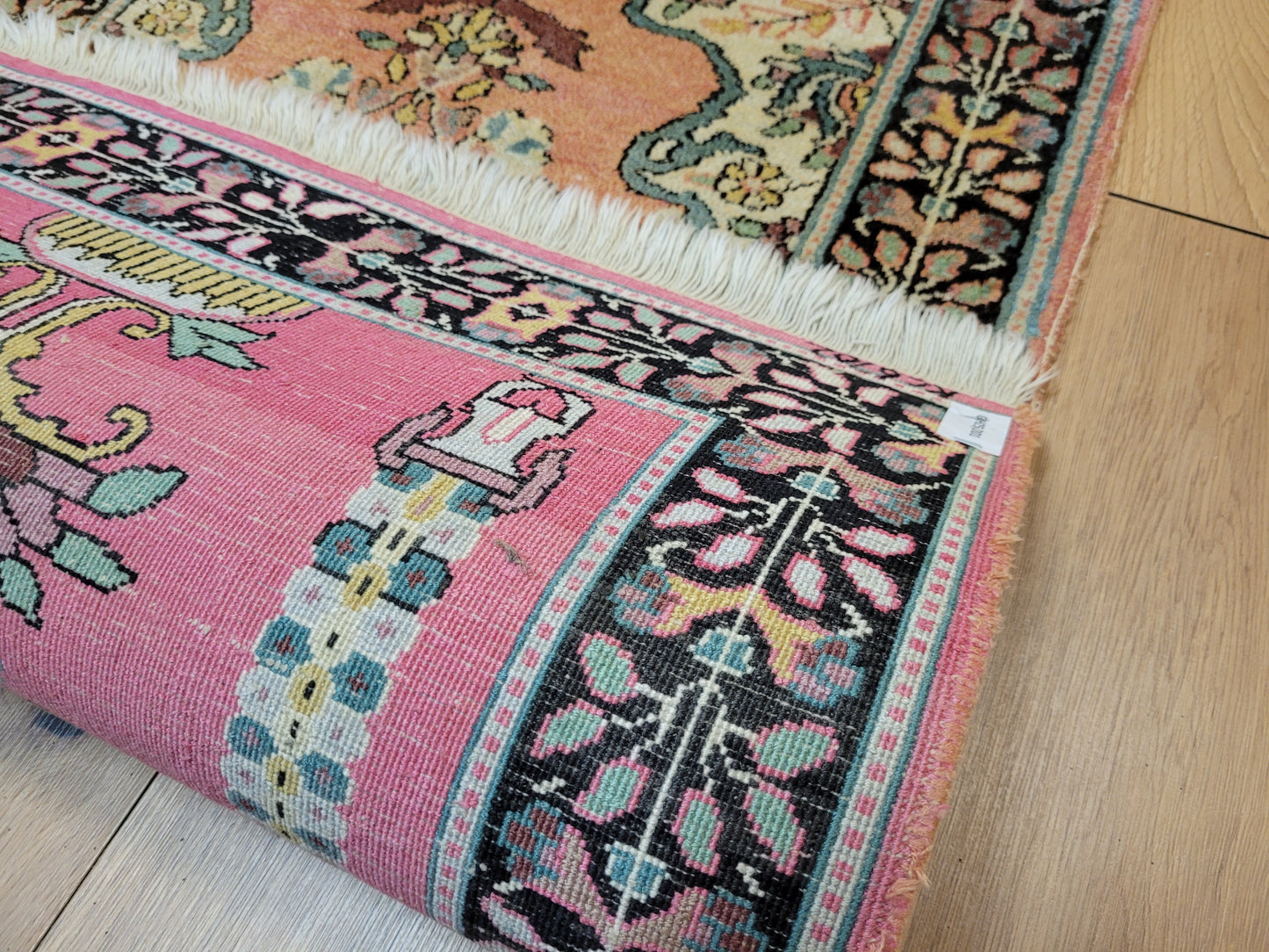 Ghom Seidenteppich 90x62 cm Kaschmir Seide feine Knüpfkunst