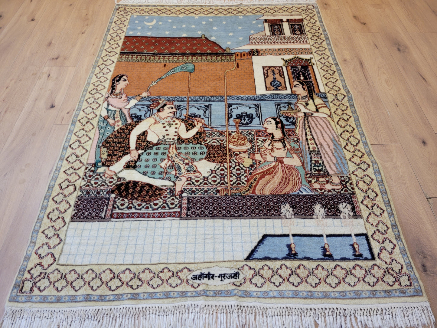 Täbriz Bildteppich 212x150 cm Korkwolle signiert feine Knüpfkunst