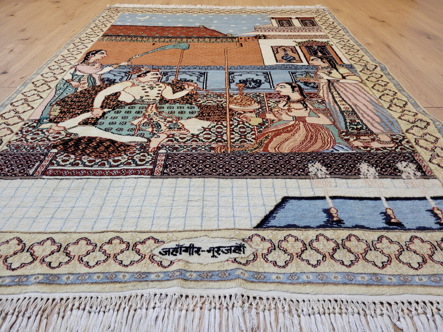 Täbriz Bildteppich 212x150 cm Korkwolle signiert feine Knüpfkunst