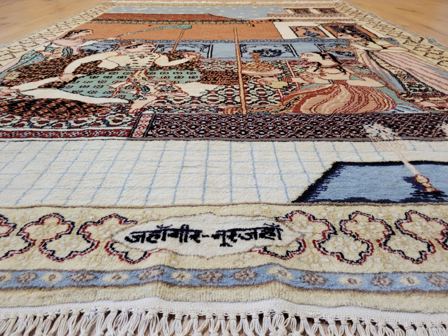 Täbriz Bildteppich 212x150 cm Korkwolle signiert feine Knüpfkunst