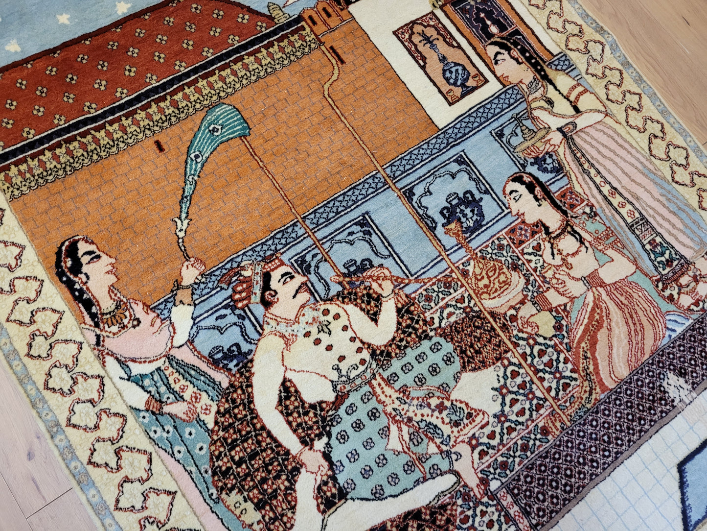 Täbriz Bildteppich 212x150 cm Korkwolle signiert feine Knüpfkunst