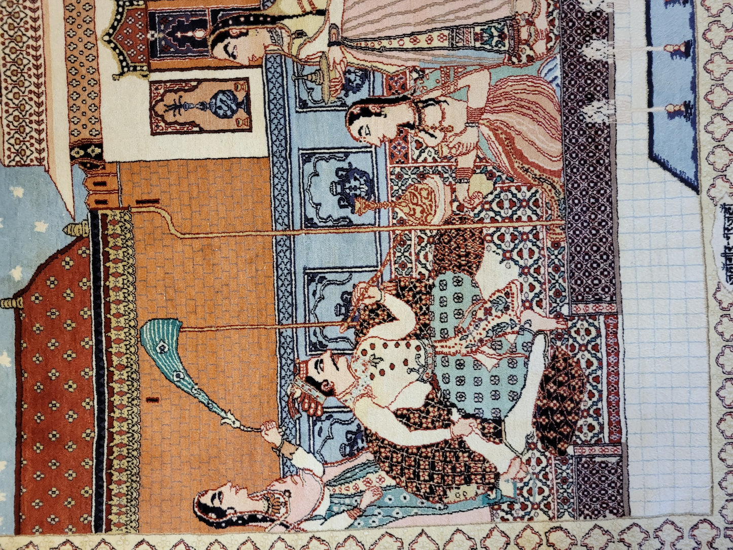 Täbriz Bildteppich 212x150 cm Korkwolle signiert feine Knüpfkunst