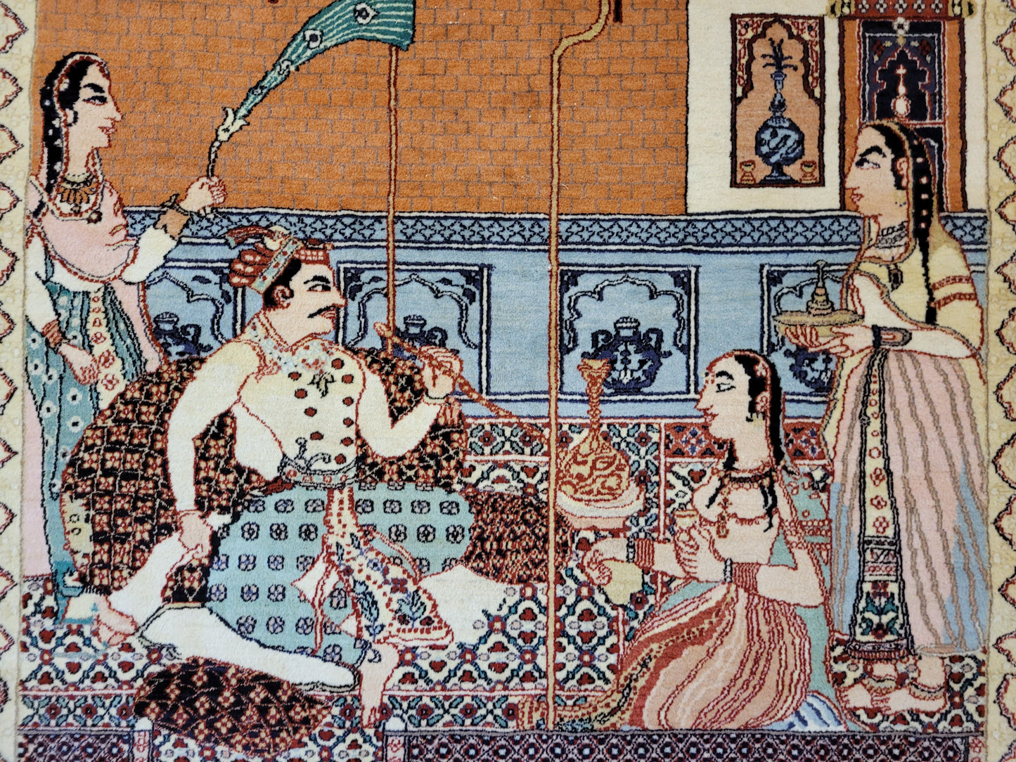 Täbriz Bildteppich 212x150 cm Korkwolle signiert feine Knüpfkunst