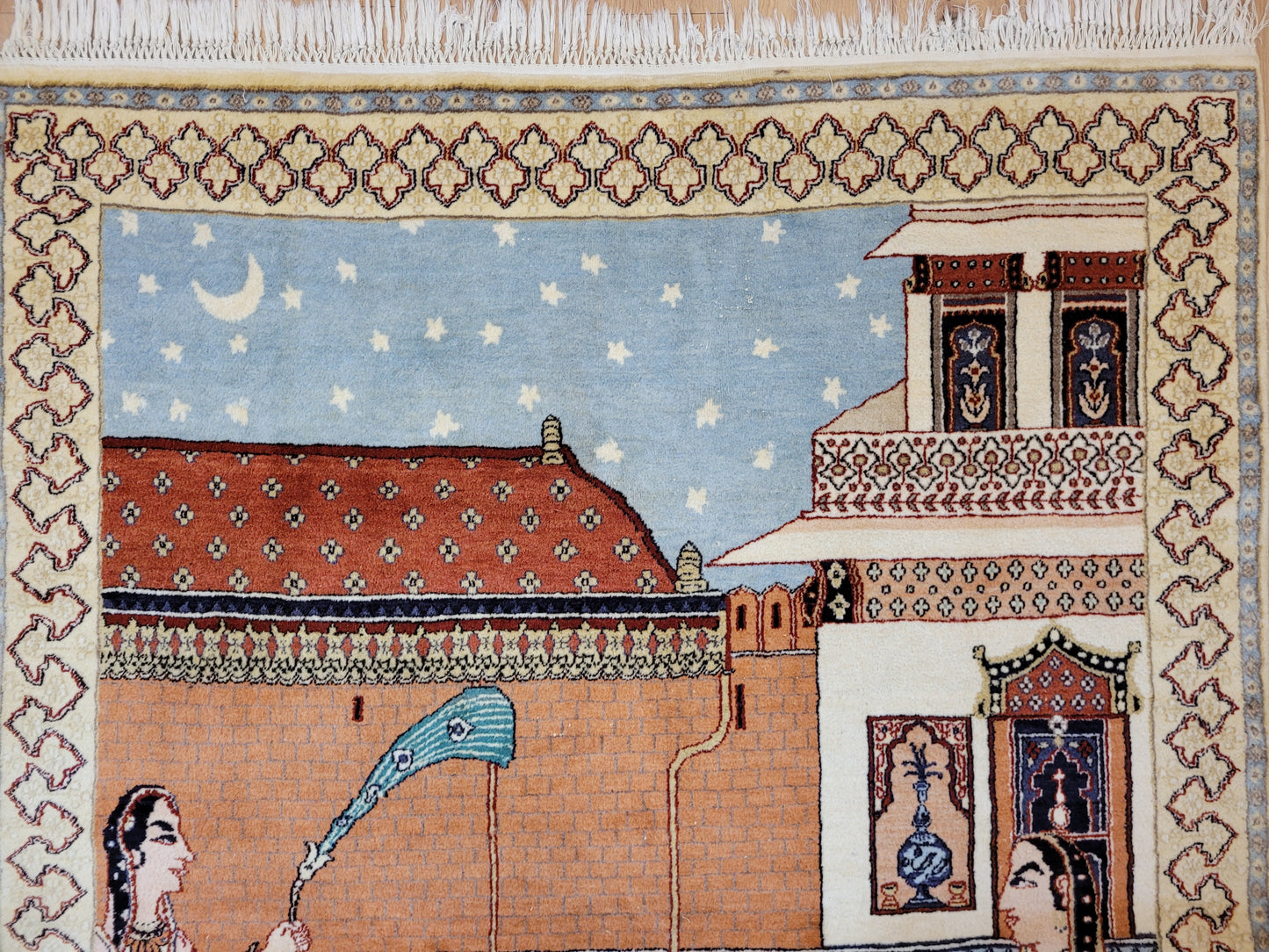 Täbriz Bildteppich 212x150 cm Korkwolle signiert feine Knüpfkunst