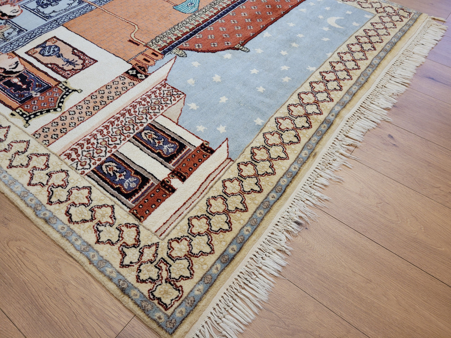 Täbriz Bildteppich 212x150 cm Korkwolle signiert feine Knüpfkunst