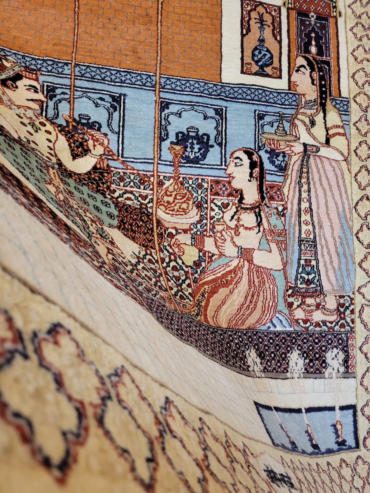 Täbriz Bildteppich 212x150 cm Korkwolle signiert feine Knüpfkunst