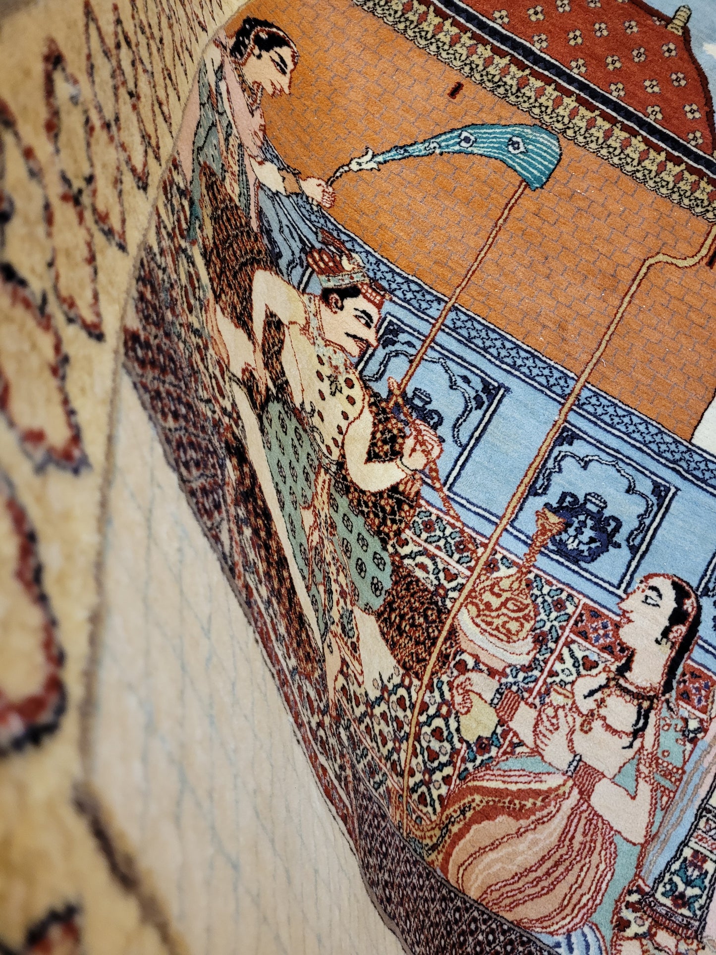 Täbriz Bildteppich 212x150 cm Korkwolle signiert feine Knüpfkunst