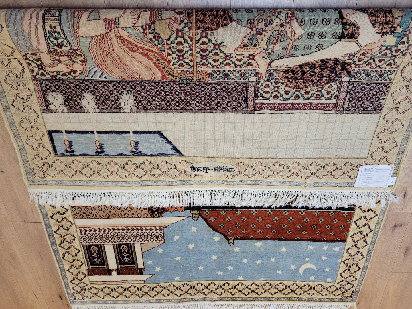 Täbriz Bildteppich 212x150 cm Korkwolle signiert feine Knüpfkunst