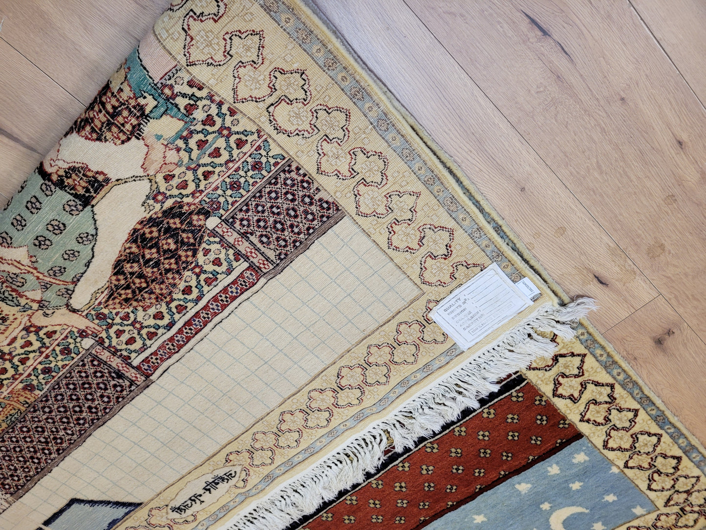 Täbriz Bildteppich 212x150 cm Korkwolle signiert feine Knüpfkunst