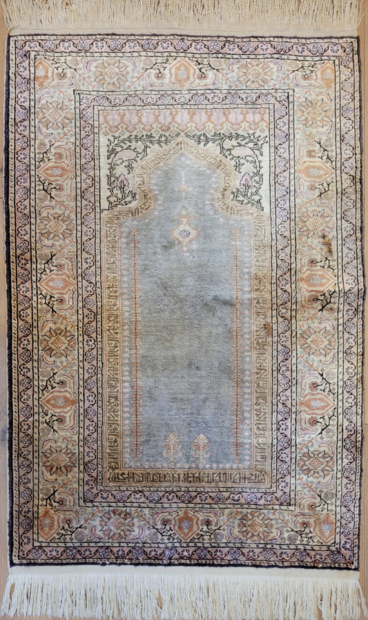 Kayseri Gebetsteppich 134x90 cm feine Wolle Flussdesign