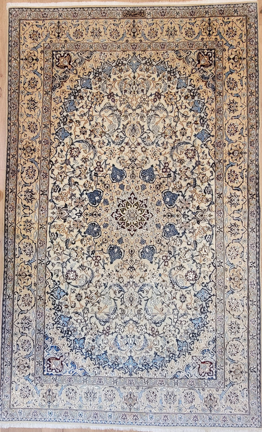 Nain Teppich Korkwolle Seide Habibyan fein 205x126 cm