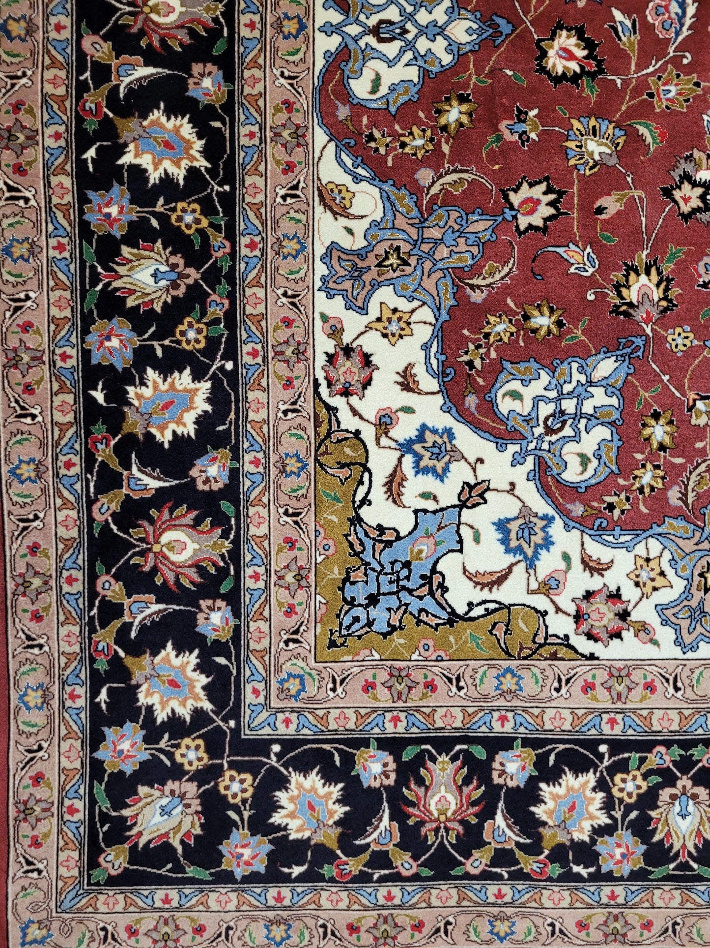 Täbriz Teppich 305x205 cm Korkwolle mit Seidenakzenten feine Knüpfung