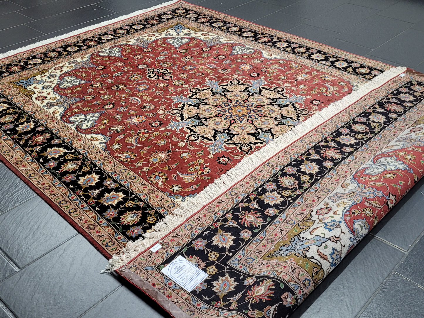 Täbriz Teppich 305x205 cm Korkwolle mit Seidenakzenten feine Knüpfung