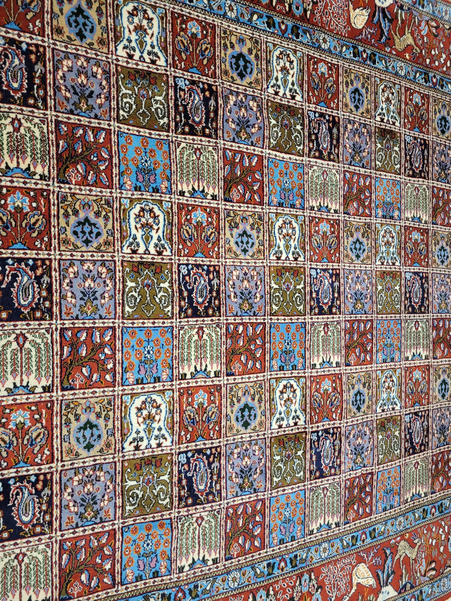 Täbriz Felder Teppich 255x255 cm Korkwolle mit Seidenanteil feine Knüpfung