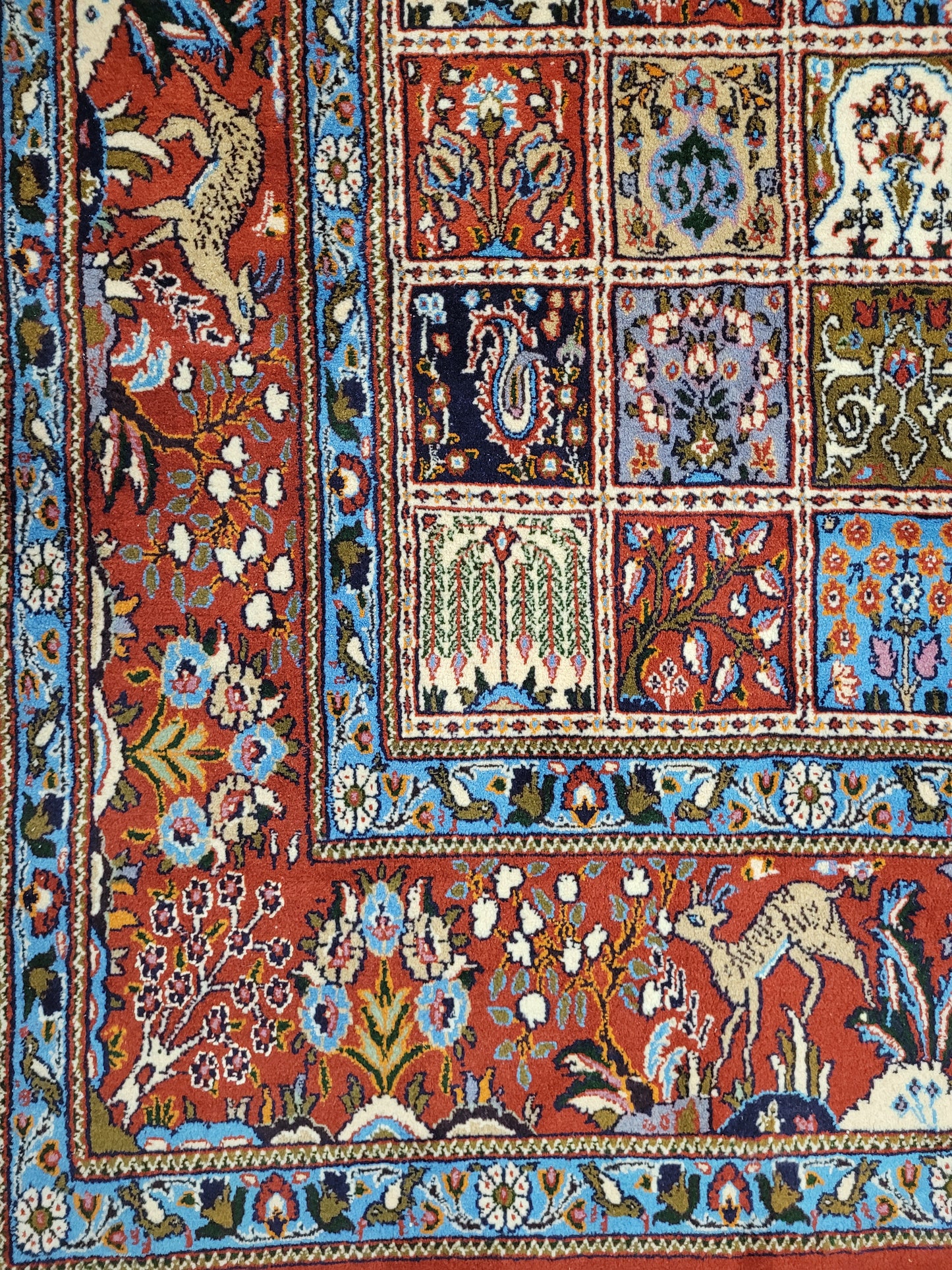 Täbriz Felder Teppich 255x255 cm Korkwolle mit Seidenanteil feine Knüpfung