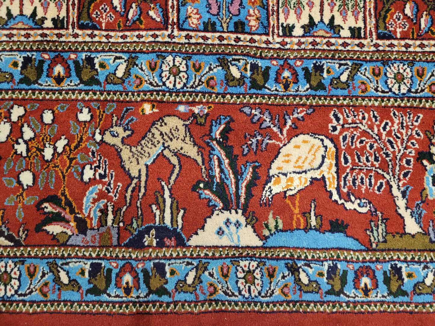 Täbriz Felder Teppich 255x255 cm Korkwolle mit Seidenanteil feine Knüpfung