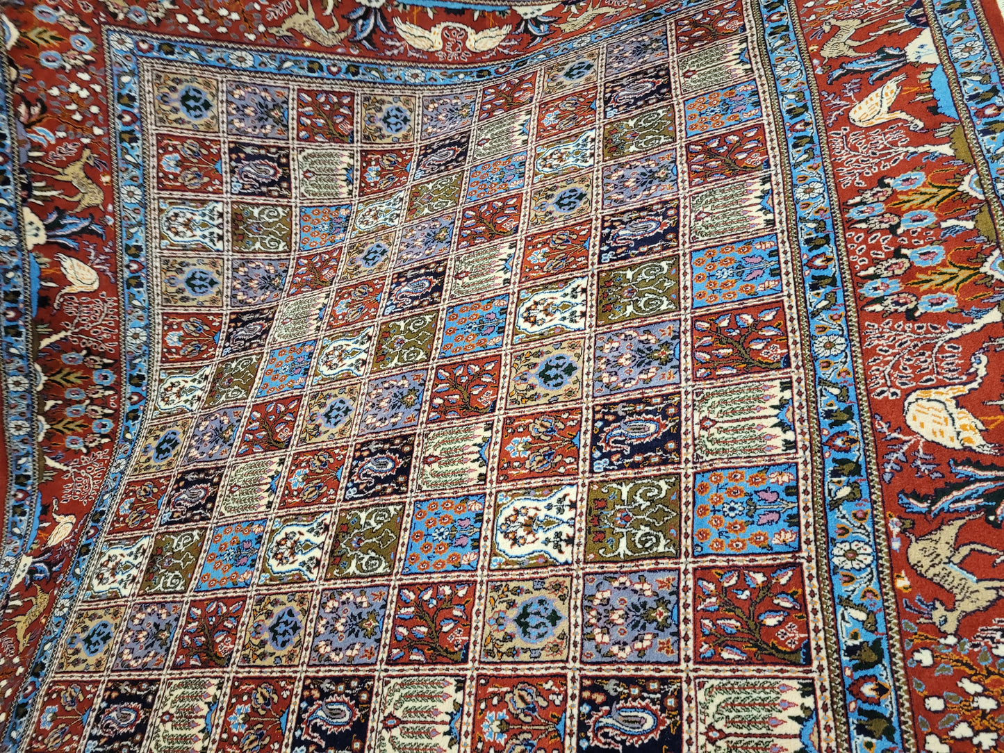 Täbriz Felder Teppich 255x255 cm Korkwolle mit Seidenanteil feine Knüpfung