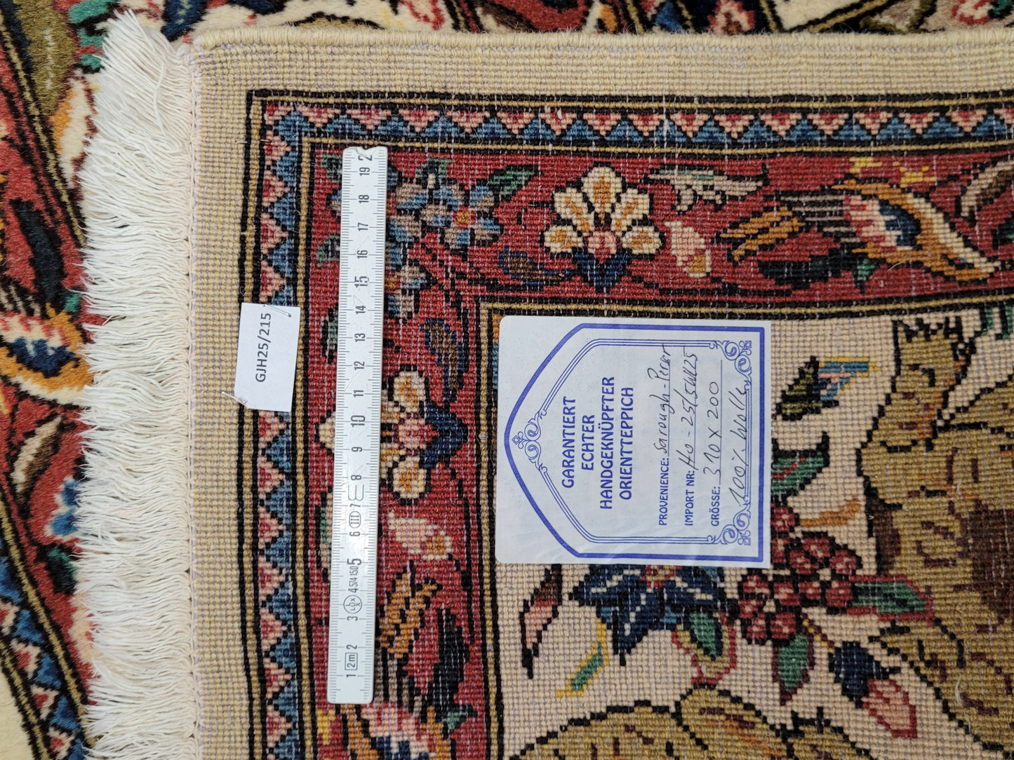 Sarough Teppich 310x200 cm reine Wolle feine Felderknüpfung