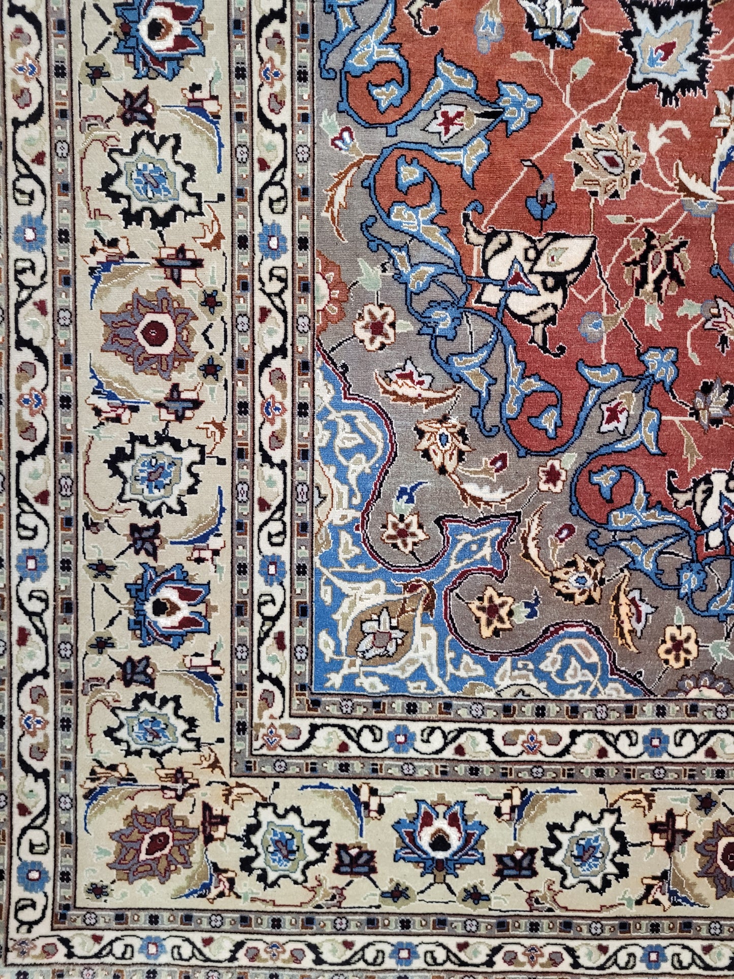 Täbriz Teppich 298x203 cm feine Korkwolle mit Seidenanteil klassische Knüpfkunst