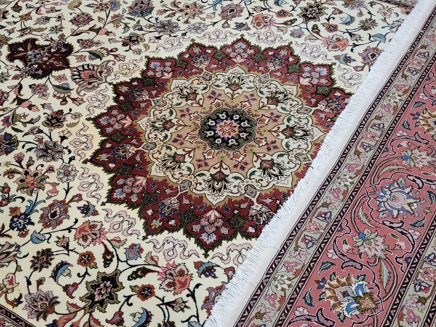 Orientteppich Handgeknüpft Täbriz Korkwolle mit Seidenanteil 310x205 cm