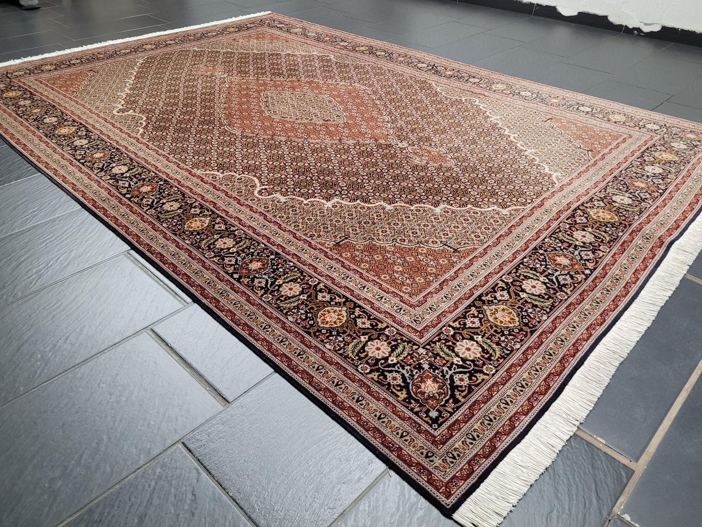 Orientteppich Handgeknüpft Täbriz Teppich Korkwolle Seide 295x203 cm