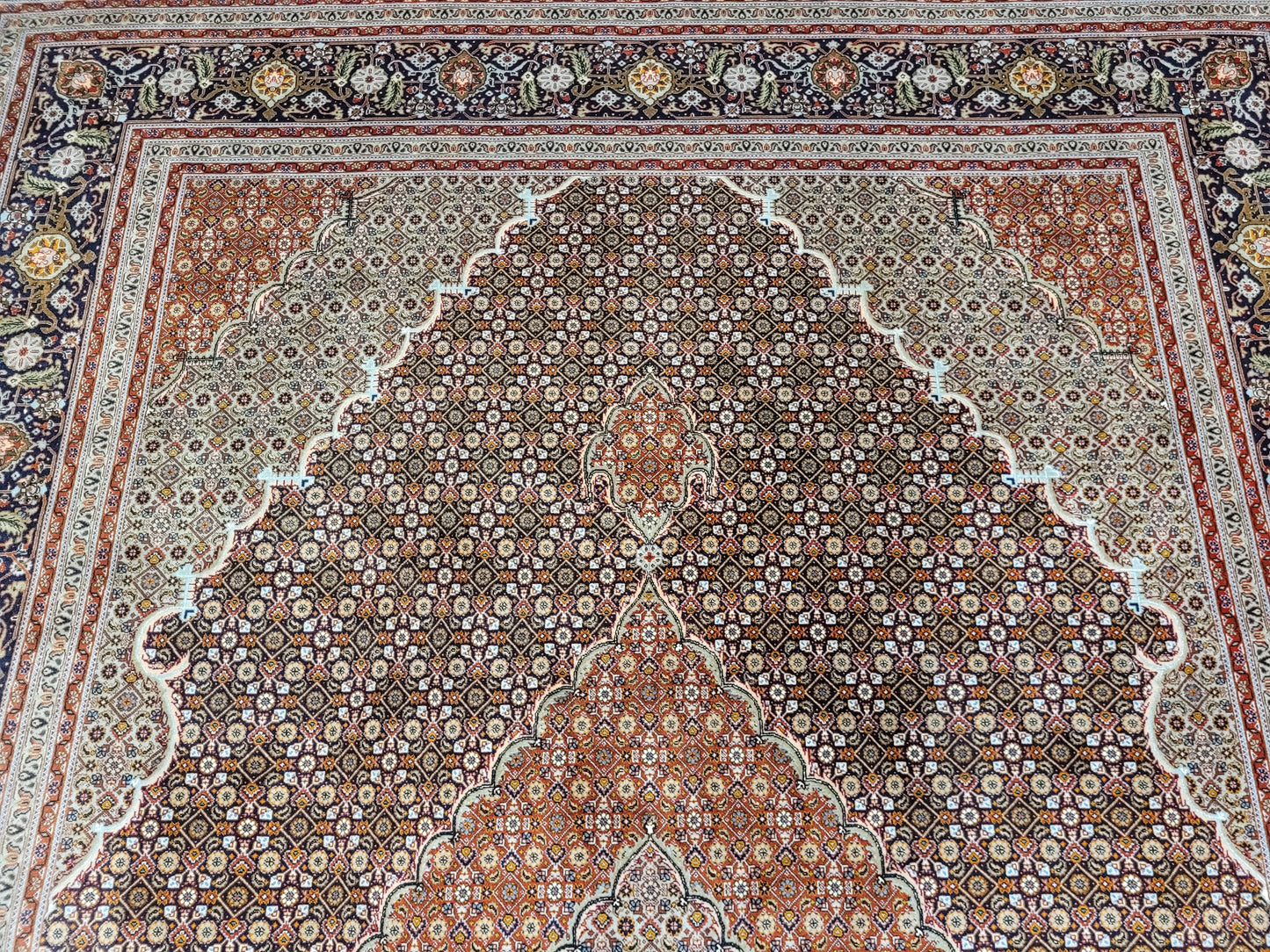 Orientteppich Handgeknüpft Täbriz Teppich Korkwolle Seide 295x203 cm