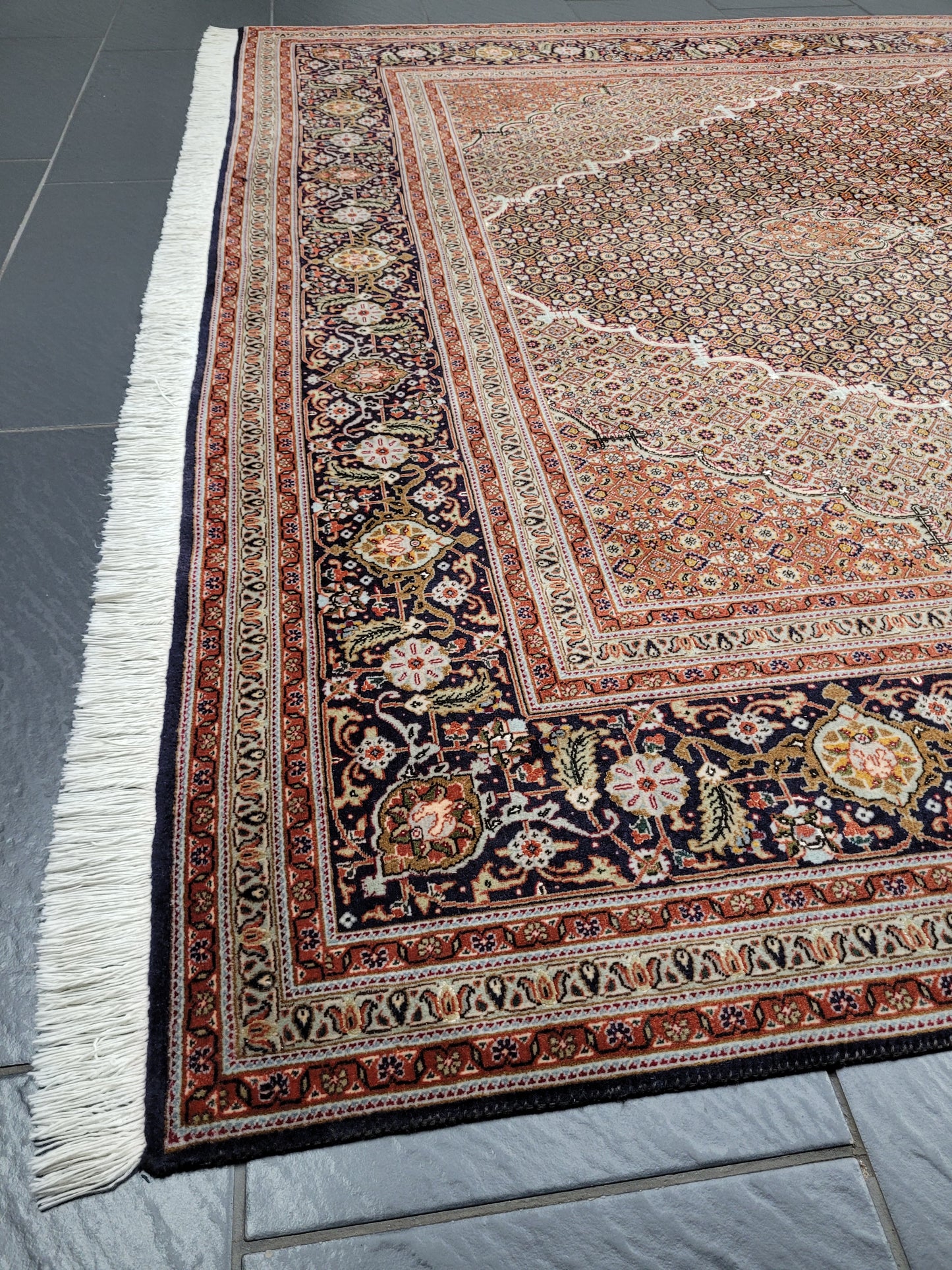 Orientteppich Handgeknüpft Täbriz Teppich Korkwolle Seide 295x203 cm