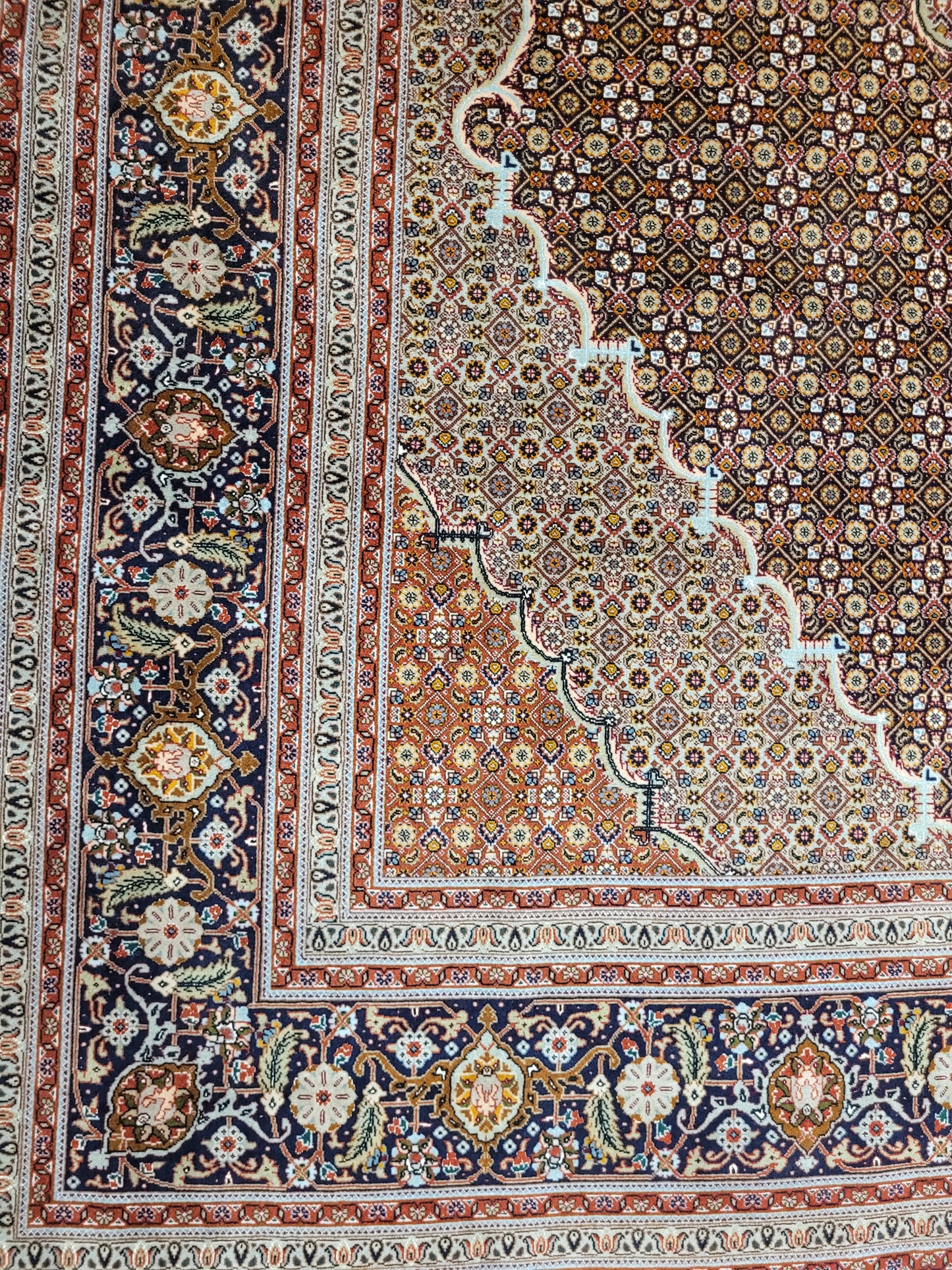 Orientteppich Handgeknüpft Täbriz Teppich Korkwolle Seide 295x203 cm